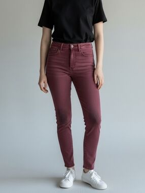 Rag & Bone Coated High Rise Skinny Jeans in Red Met Size 24